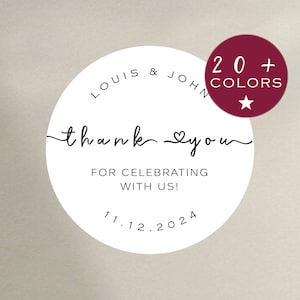 Wedding Stickers Custom | Thank You For Celebrating With Us Favor Tags | Party Favor Labels | Personalized Round Sticker Tags (B436)