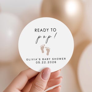 Ready To Pop Stickers | Personalized Baby Shower Favor Label | Ready To Pop Popcorn Stickers | Ready To Pop Baby Shower Favor Labels (B173)