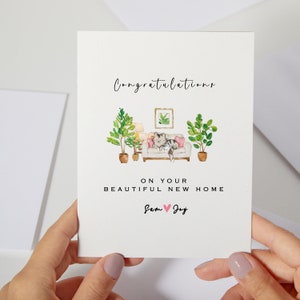 Félicitations pour votre nouvelle carte d'accueil | Première carte personnalisée chat mignon | Félicitations pour une nouvelle maison, un premier chez-soi, un cadeau pour une nouvelle maison (C130)