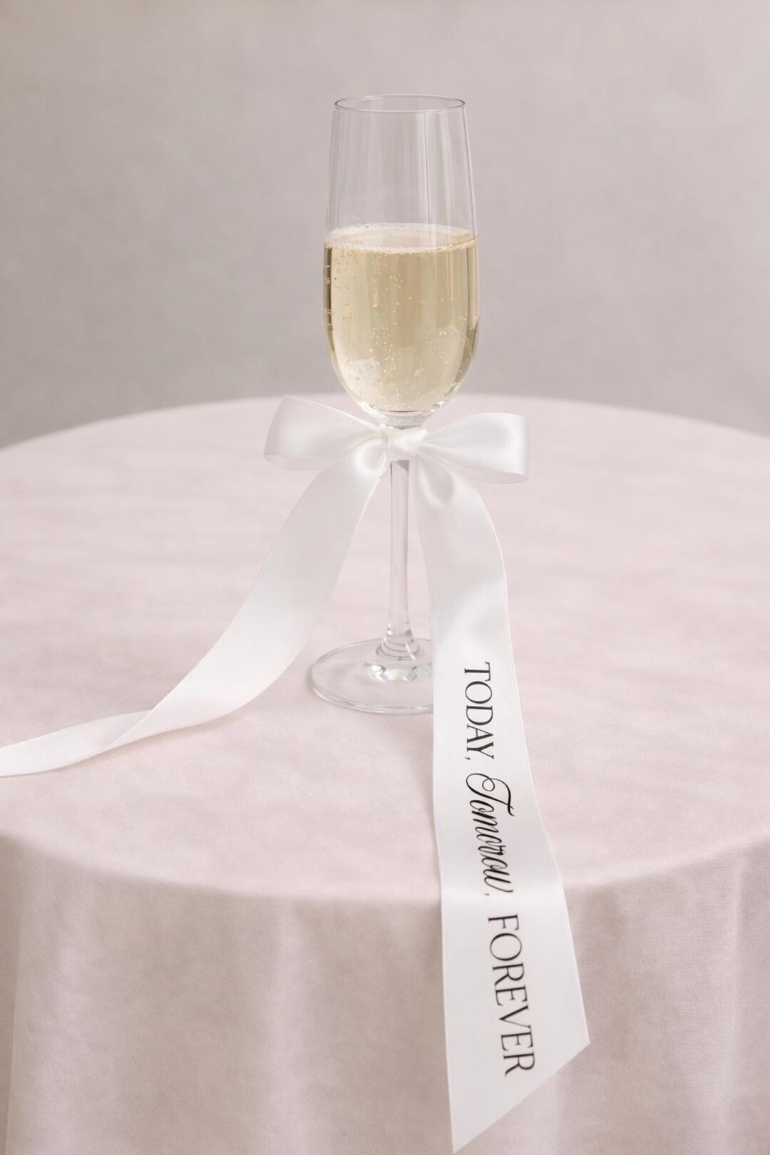 Today, Tomorrow, Forever Satin Ribbon Bow | Champagne Bottle Decor ...