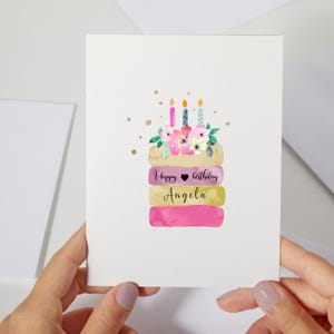 Personalised Birthday Card | Birthday Cake Card | Hawaiian Style Custom Birthday Gift | Grandson Birthday | Birthday Flower Candles (C180)