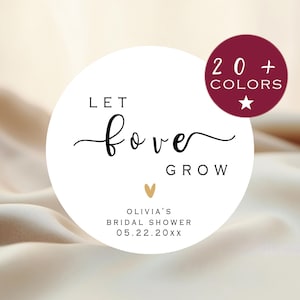 Pegatinas personalizadas para despedida de soltera / Etiquetas Let Love Grow / Regalos para despedida de soltera / Etiquetas de regalo minimalistas / Pegatinas de regalo suculentas (B53)
