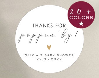 Popcorn Favor Stickers | Thanks For Popping By Stickers | Baby Shower Stickers | About to Pop Stickers Bridal Shower Sticker (B124)