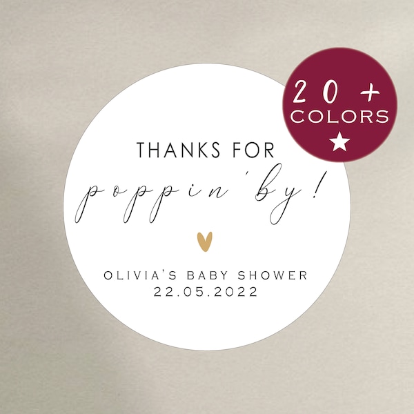 Popcorn Favor Stickers | Thanks For Popping By Stickers | Baby Shower Stickers | About to Pop Stickers Bridal Shower Sticker (B124)