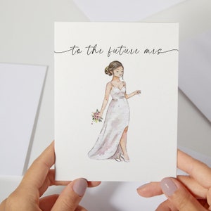 Vers la future carte de Mme | Carte nuptiale de douche | Future mariée carte de vœux | Belle carte de la jeune mariée | Aquarelle personnalisée pour carte de mariage pour elle (C106)