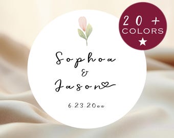 Etiquetas adesivas personalizadas com motivos florais para lembrancinhas de casamento | Etiquetas de agradecimento (AS501-q)