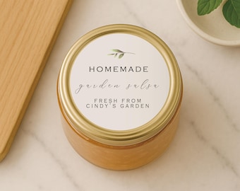 Mason Jar Canning Labels | Custom Garden Jam Jar Label | Homemade Salsa Stickers (B121)
