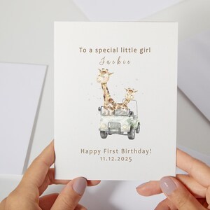 d'anniversaire animal safari | Carte d'anniversaire animale mignonne | Animal mignon de safari | carte de bébé animal | Carte d'anniversaire pour petite-fille (C164)