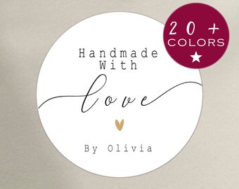 Handmade With Love Sticker | Made With Love Label | Small Business Labels | Etsy Shop Owner Shop Packaging | Tags For Handmade Items (B422)