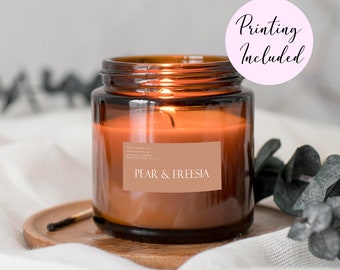 Custom Candle Label Sticker | Minimalist Candle Sticker | Horizontal Candle Label | Personalised Candle Sticky Labels (Nova)