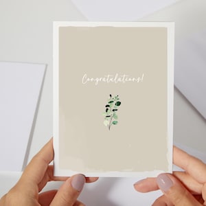 Carte élégante de félicitations | Eucalyptus de verdure aquarelle | Carte simple de remise des diplômes | Carte d'étape | Carte de nouvel emploi pour un collègue (C195)