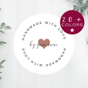 Handmade With Love Label | Made With Love Label | Bakery Round Stickers | Small Business Homemade Stickers | Personalized Canning (B01)