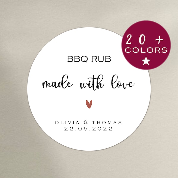 Wedding BBQ Rub Labels | Made With Love BBQ Rub Labels | Wedding BBQ Seasoning Stickers | Wedding Spice stickers (B61)