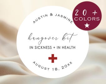 Hangover Kit stickers | Custom Hangover Label | Party Favor Stickers | Emergency Hangover kit | Survival Kit | Wedding Favor Stickers (B191)