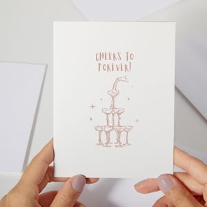 Tarjeta "Saludos por la eternidad" / Tarjeta de boda rosa / Tarjeta de felicitación de compromiso para recién casados o comprometidos / Tarjeta de boda para ella (C210)