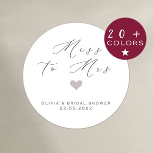 Pegatinas personalizadas para despedida de soltera / Regalos de despedida de soltera de señorita a señora / Etiqueta de regalo de despedida de soltera / Pegatinas de etiqueta circular minimalistas (B184)