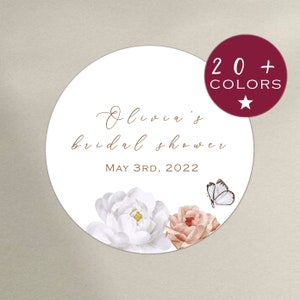 Bridal Shower Stickers | Shower Favor Stickers | Wedding Shower Favor Stickers | Floral Shower Stickers | Flower Wedding Favor (AS501-z)