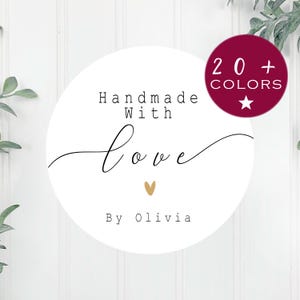 Handmade With Love Sticker | Made With Love Label | Small Business Labels | Etsy Shop Owner Shop Packaging | Tags For Handmade Items (B422)