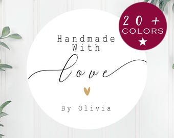 Handgemacht mit Liebe Aufkleber | Verpackung für Kleinbetriebe | Benutzerdefinierte Produktsiegel | Handwerker Geschenk Dekor (B422)