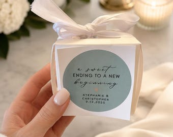 Wedding Favor Stickers | Sweet Ending To A New Beginning | Custom Treat Labels (B101)