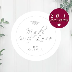 Étiquette d'eucalyptus propre faite avec amour | Étiquettes en kraft naturel fabriquées avec amour | Stickers faits maison pour petites entreprises | Mise en conserve personnalisée (B303)