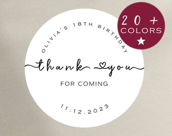 Birthday Party Thank Stickers | Thank You For Celebrating With Me | Thank You For Coming | Party Favor Label | Birthday Party Sticker (B14)