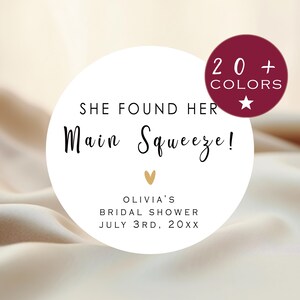 Lemon Bridal Shower Favor Stickers | She Found Her Main Squeeze | Welcome Bag Labels | Citrus Themed Bridal Shower Favor Stickers (B316)