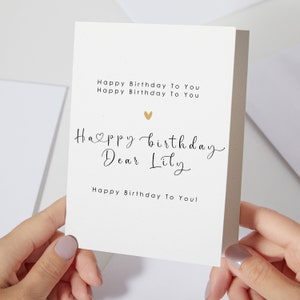 Carte de joyeux anniversaire simple | Carte de chanson d'anniversaire | de voeux d'anniversaire personnalisée | Anniversaire d'un collègue | Calligraphie minimaliste (C12)