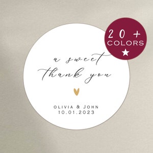 Wedding Thank You Labels | A Sweet Thank You Stickers | Personalized Wedding Favors | Anniversary, Engagements and Events tags (B85)