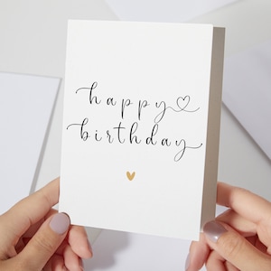 Carte de joyeux anniversaire simple | Carte d'anniversaire pour lui pour elle | Carte d'anniversaire meilleur ami | Anniversaire d'un collègue | Calligraphie minimaliste (C10)