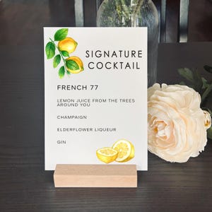 Placa de coquetel exclusiva Lemon Main Squeeze | Placa de bar Limoncello Spritz | Decoração de chá de panela com coquetel e menu Lemon Bar (SN36)