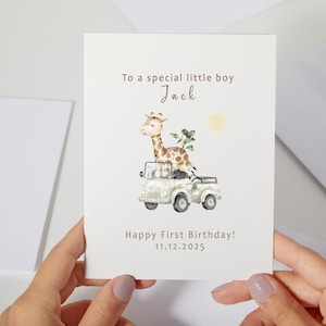d'anniversaire animal safari | Carte d'anniversaire animale mignonne | Animal mignon de safari | carte de bébé animal | Carte d'anniversaire pour petit-fils (C163)