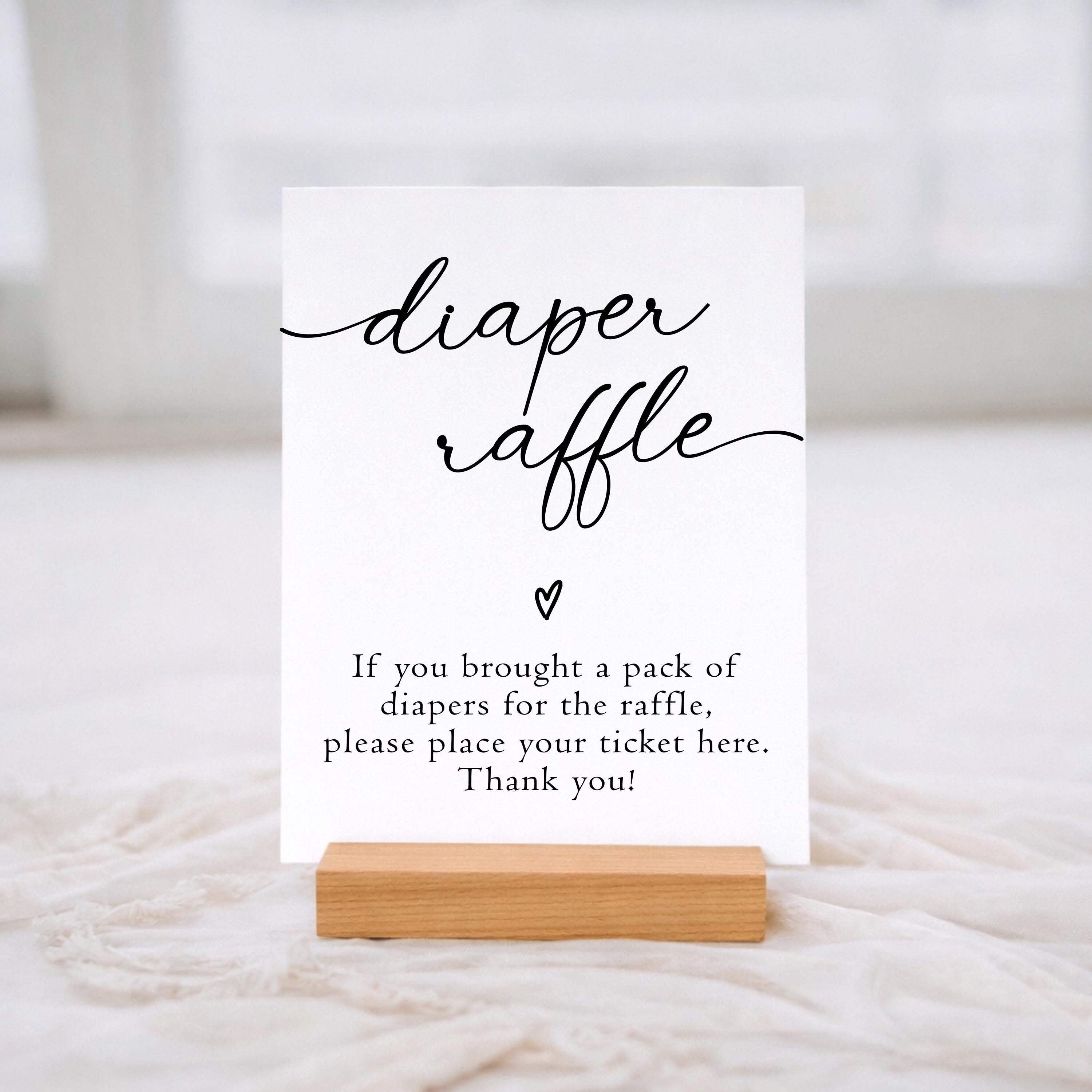 Diaper Raffle Sign | Baby Shower Display | Modern Minimal Party Decor ...