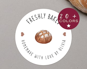 Adesivi personalizzati per panetteria / Etichette per piccole imprese / Cotto con amore (B09)