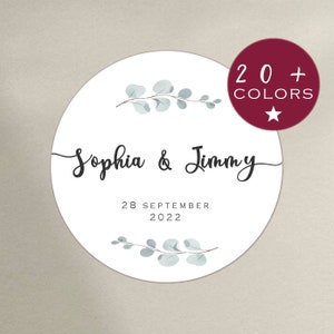 Wedding Stickers Greenery | Personalised Thank You Stickers | Circle Wedding Sticker | Round Stickers Botanical | Favor Thank You (B95)