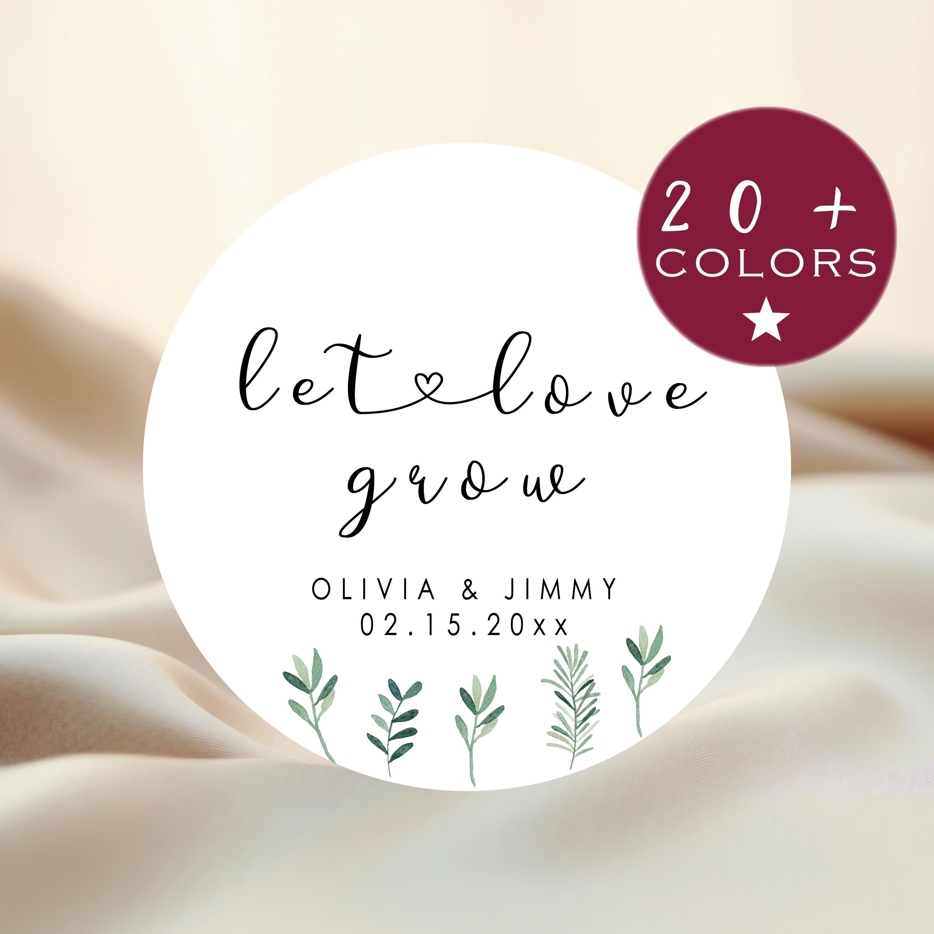 Wedding Stickers Custom | Let Love Grow Stickers | Succulent Wedding Favors | Green Botanical Favor Tags | Succulent Favor Stickers (B91)