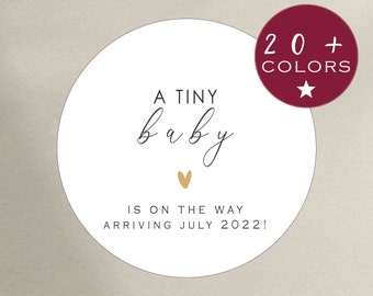 Pregnant Reveal Labels | Pregnancy Announcement Favor Stickers | Tiny Baby on the Way Stickers | Aunt Grandmother to Be Gift (B183)