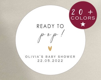 Baby Shower Stickers | Ready To Pop Baby Shower Mason Jar Labels | Popcorn Favor Labels | Minimalist Baby Shower Pink, Kraft, Blue (B102)