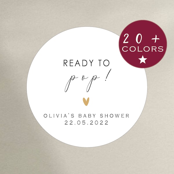 Baby Shower Stickers | Ready To Pop Baby Shower Mason Jar Labels | Popcorn Favor Labels | Minimalist Baby Shower Pink, Kraft, Blue (B102)
