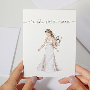 Auf die Zukunft Frau Karte | Brautparty Karte | Braut sein Karte | Schöne Braut Karte | Personalisierte Hochzeitskarte für sie Aquarell (C105)