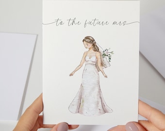 Vers la future carte de Mme | Carte nuptiale de douche | Future mariée carte de vœux | Belle carte de la jeune mariée | Aquarelle personnalisée pour carte de mariage pour elle (C105)