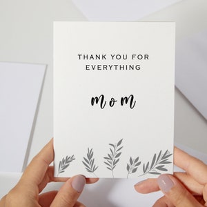 Merci pour tout maman | Carte d'anniversaire botanique pour maman | carte pour maman | Carte Maman | Merci maman, à ma maman | Carte de fête des mères (C59)