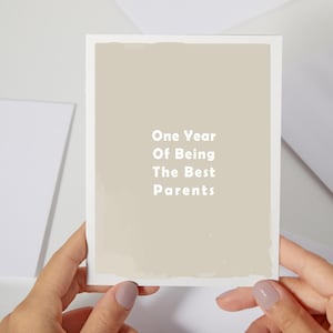 Aanmoedigingskaart Een jaar de beste ouders zijn | Minimale nieuwe ouderkaart | Mijlpaalkaart voor ouderschap | Kaart voor pleegouders (C194)