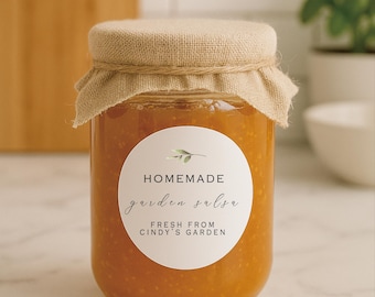 Mason Jar Canning Labels | Custom Garden Jam Jar Label | Homemade Salsa Stickers (B121)