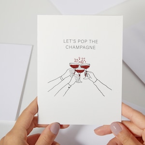 C'est le moment de célébrer | anniversaire, cartes de fiançailles heureuses | Carte d'anniversaire personnalisée | Bravo, dessin au trait proposant un toast (C208)