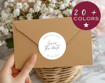 Custom Save The Date Stickers | Classic Wedding Invitation Labels | Modern Elegant Envelope Seals | Minimal Wedding Stickers (B542)