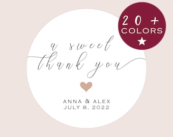 Custom Wedding Sticker | A Sweet Thank You Stickers | Wedding Favor Sticker | Modern Wedding Sticker | Thank You Label (B156)