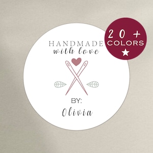 Handmade With Love Stickers | Personalised Handcrafted Stickers | Craft Store Product Labels | Gifting Stickers | Circle Stickers (Mila-x)