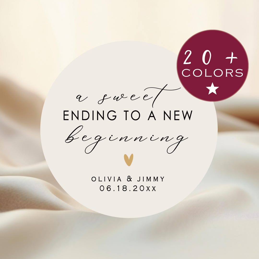 Wedding Favor Stickers | Sweet Ending to A New Beginning | Custom Treat ...