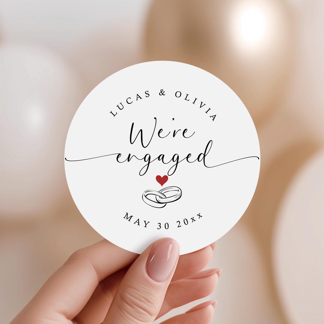 Engegment Sticker Custom Engagement Stickers | Personalized Party Favors | Announcement ...
